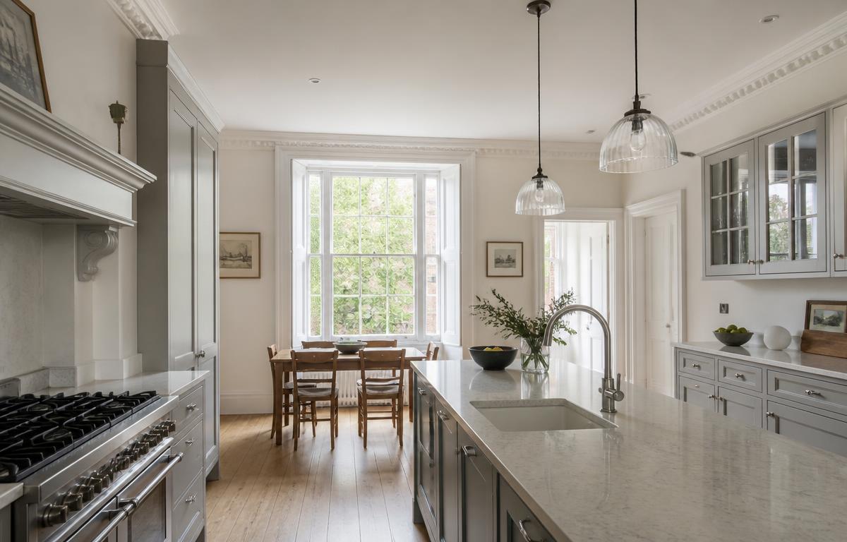 Professionally cleaned kitchen in a West London townhouse